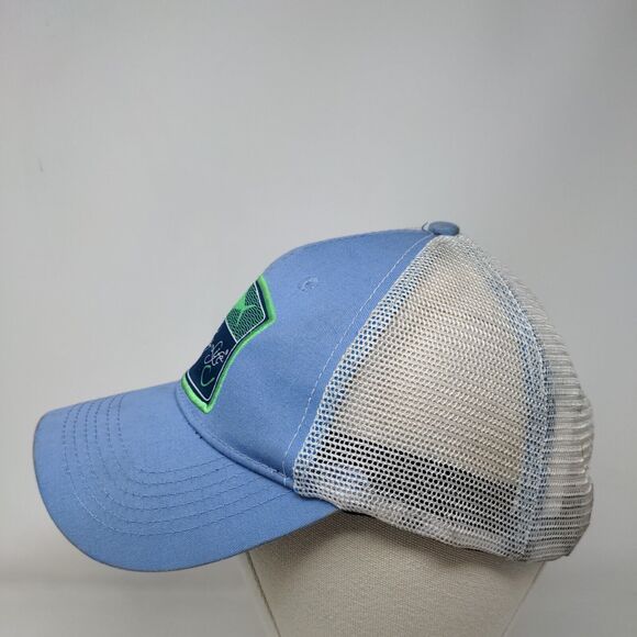 Fishing Life Snapback Mesh Back Trucker Hat Blue OSFM Colorblock - Picture 3 of 8